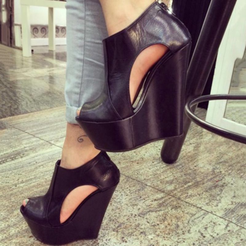 Σανδάλια Pu Platform Peep Toe Wedge