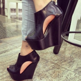 Σανδάλια Pu Platform Peep Toe Wedge