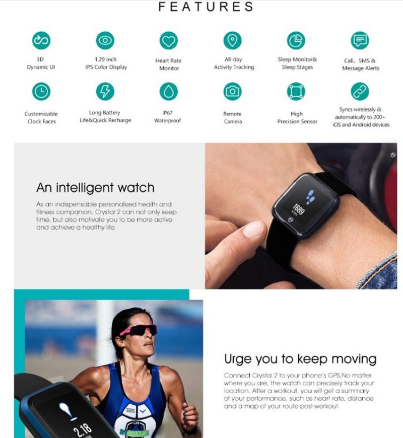 Έγχρωμο Smartwatch Υψηλής Τεχνολογίας Εξοικονόμησης Ενέργειας