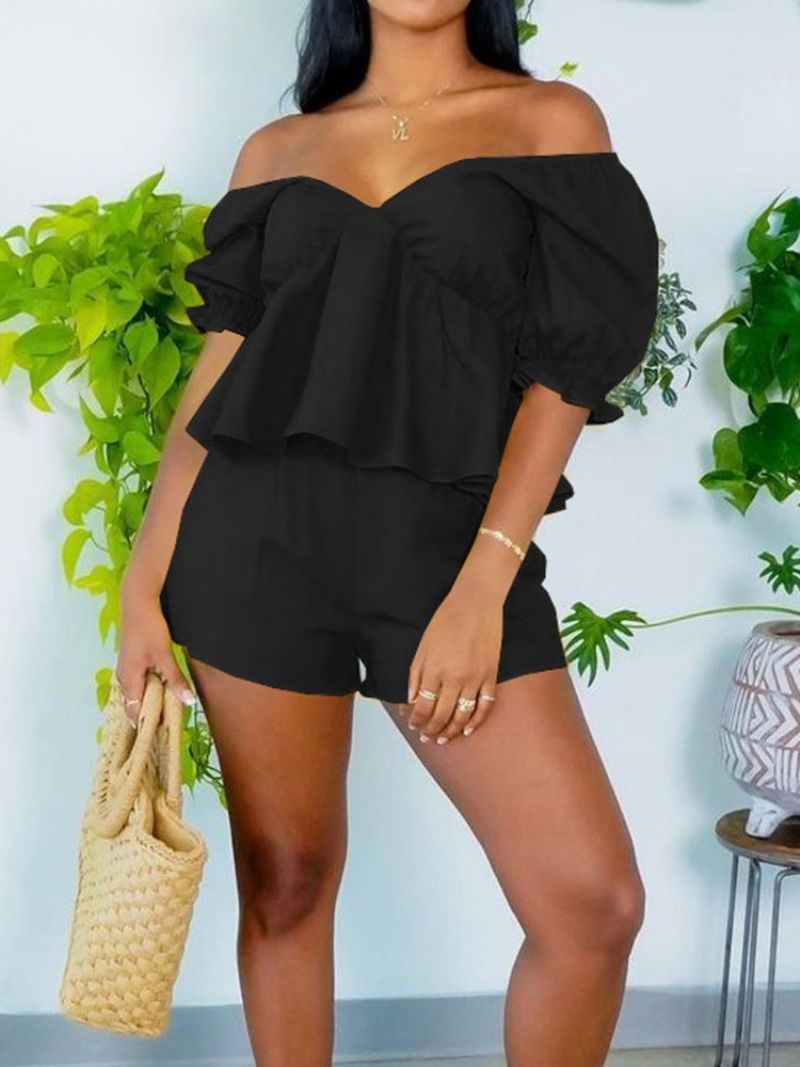 Απλό Σορτς Sexy Off Shoulder Πουλόβερ Γυναικεία Σετ Δύο Τεμαχίων