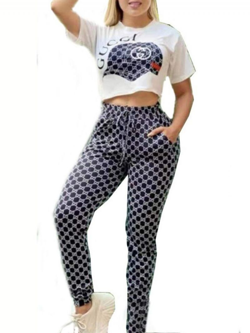 Casual Pants Print Pencil Pants Pullover Two Piece Sets Σετ Γυναικείο Παντελόνι