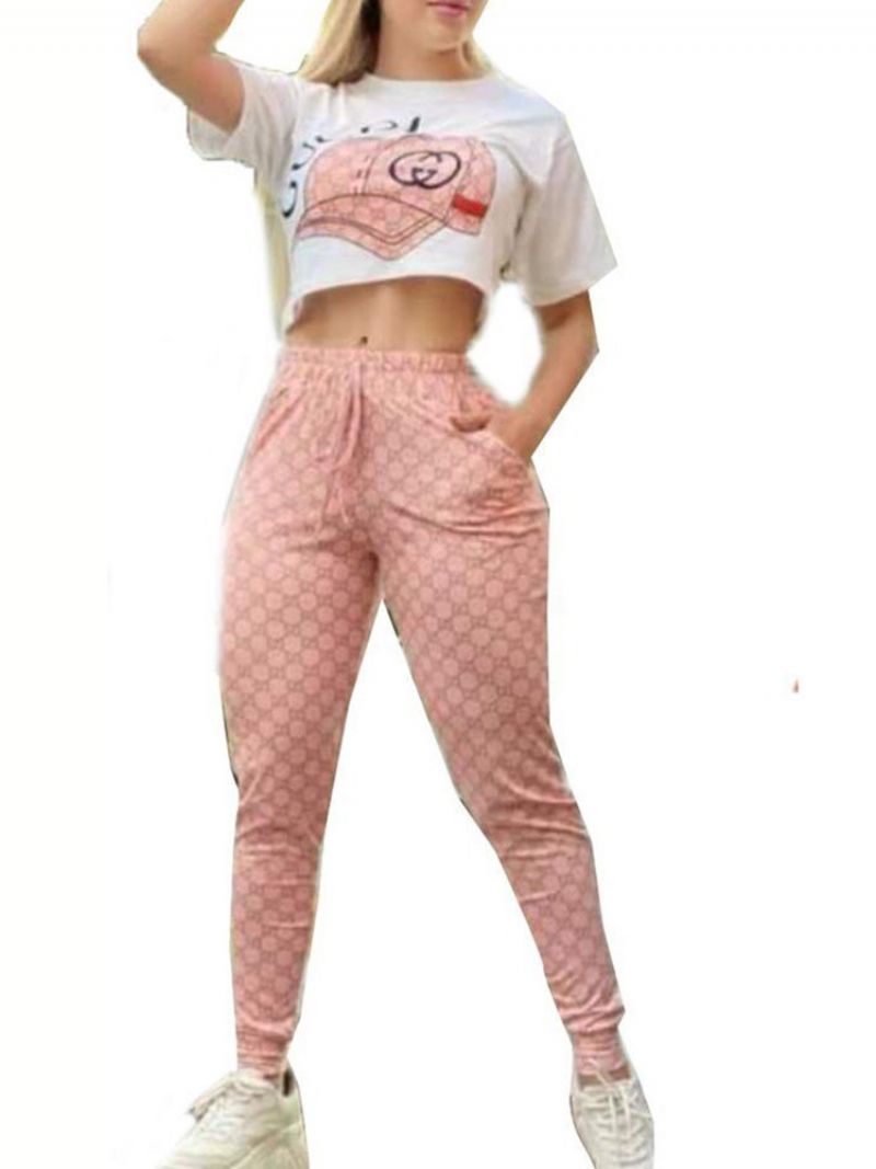 Casual Pants Print Pencil Pants Pullover Two Piece Sets Σετ Γυναικείο Παντελόνι