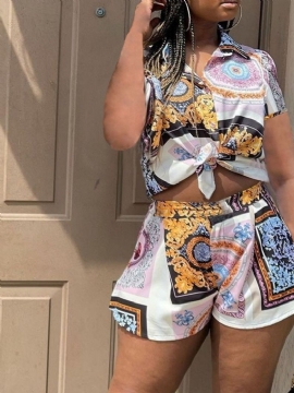 Casual Σορτς Floral Two Piece Sets Σετ Σορτς