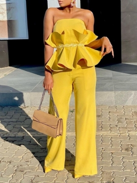 Fashion Falbala Plain Off Shoulder Two Piece Σετ