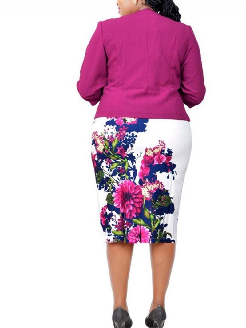 Floral Print Office Lady Bodycon Σετ Δύο Τεμαχίων