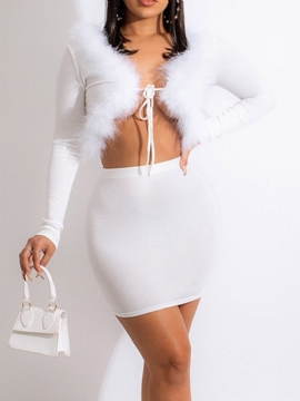 Φούστα Sexy Feather Bodycon Σετ Δύο Τεμαχίων