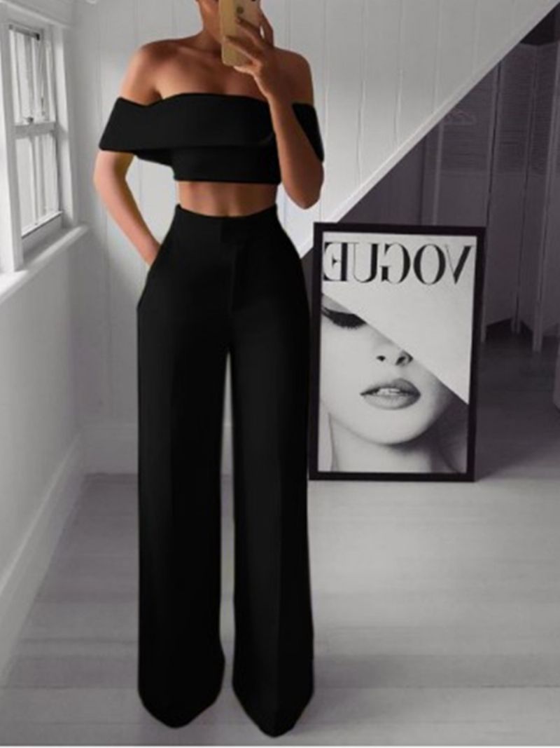 Γυναικείο Πουλόβερ Γυναικείο T-Shirt Plain Off Shoulder Σετ Δύο Τεμαχίων