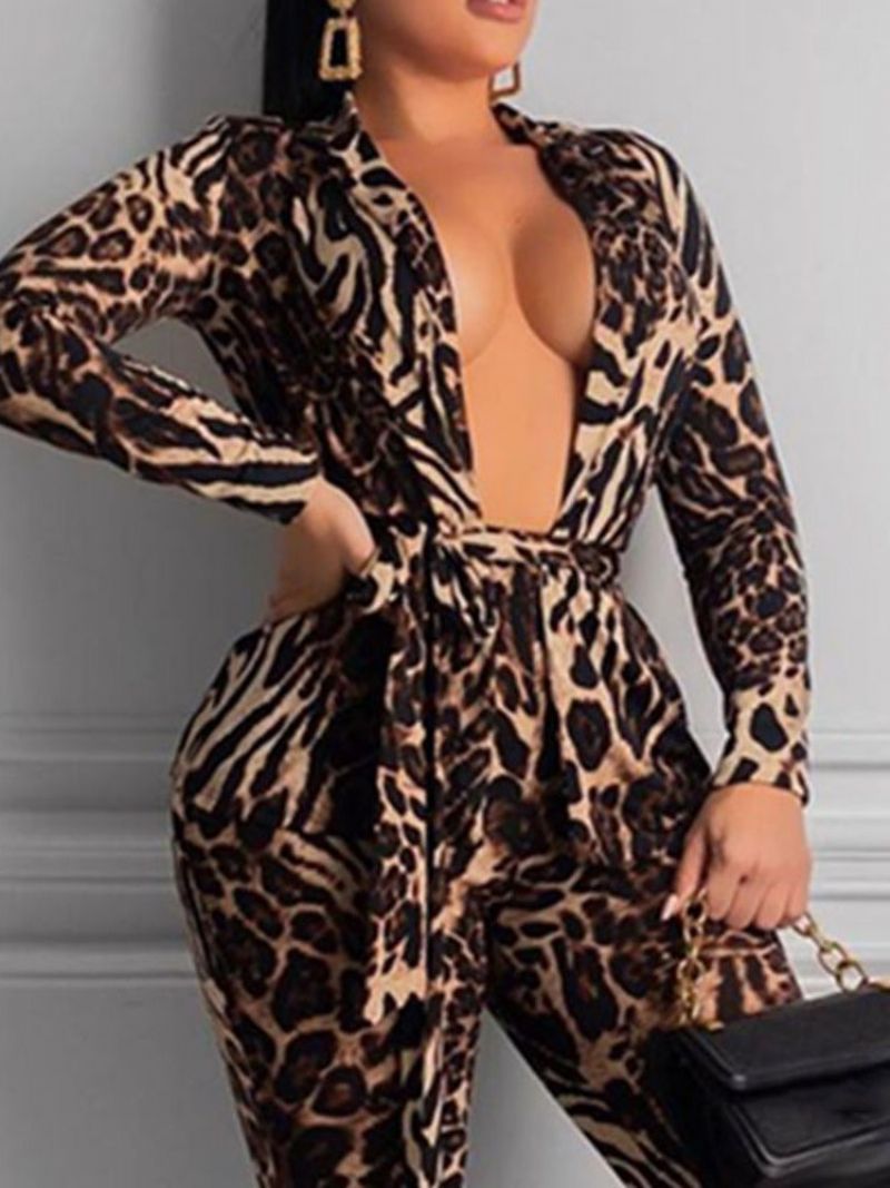 Πουκάμισο Leopard Fashion Pencil Παντελόνι Two Piece Sets Σετ Γυναικείο Παντελόνι