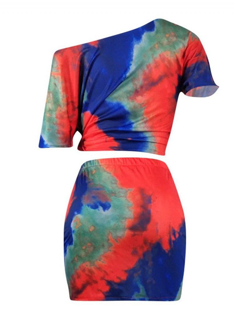 Σέξι Tie-Dye Bodycon Γυναικείο Σετ Μπλουζάκι Και Φούστα Δύο Τεμαχίων