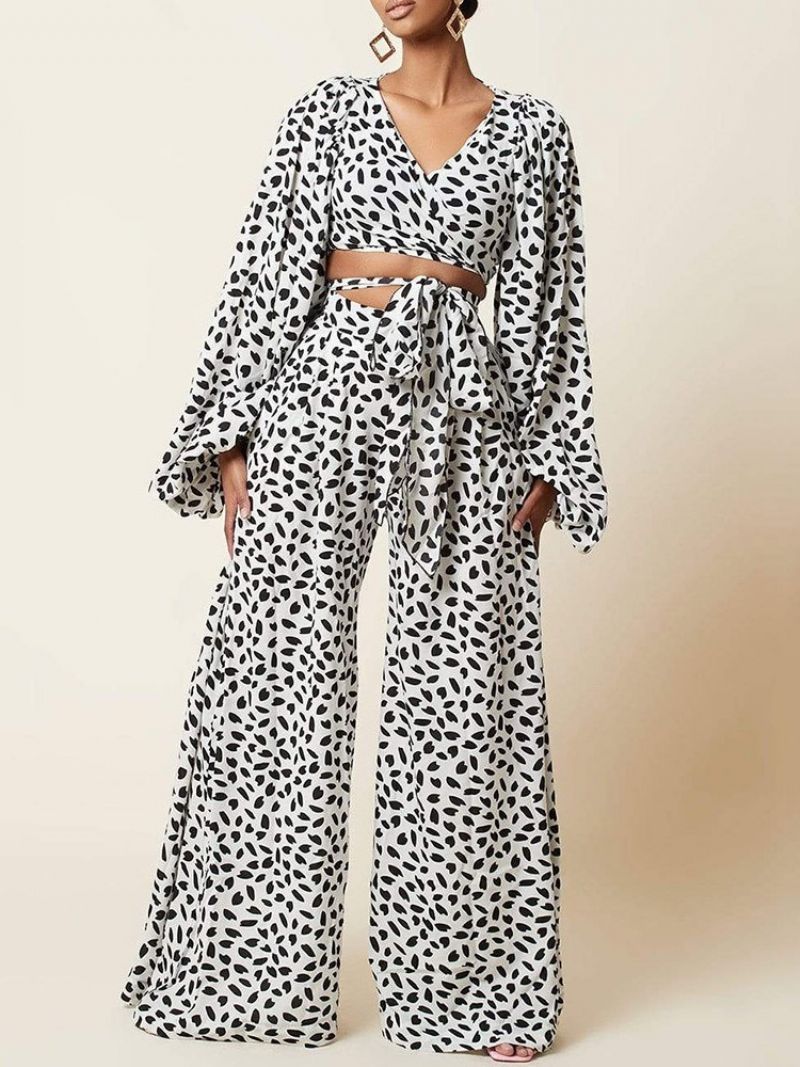 Σετ Δύο Τεμαχίων Leopard Western Pants Φαρδιά Πόδια