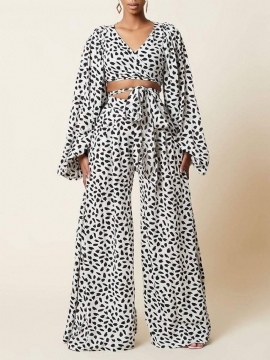 Σετ Δύο Τεμαχίων Leopard Western Pants Φαρδιά Πόδια