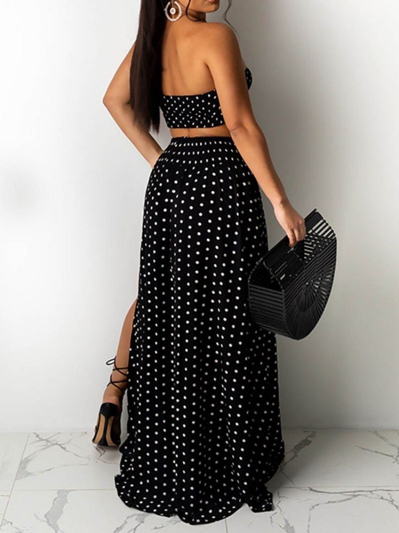 Split Sexy Polka Dots Off Shoulder Pullover Two Piece Σετ Γυναικεία Φορέματα