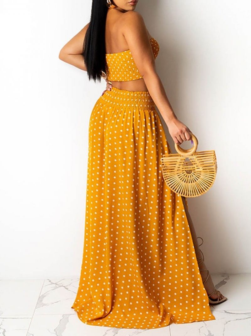 Split Sexy Polka Dots Off Shoulder Pullover Two Piece Σετ Γυναικεία Φορέματα