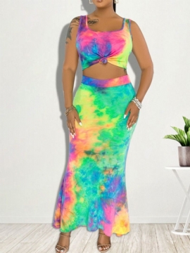 Tie-Dye Fashion Gradient Mermaid Πουλόβερ Δύο Τεμαχίων