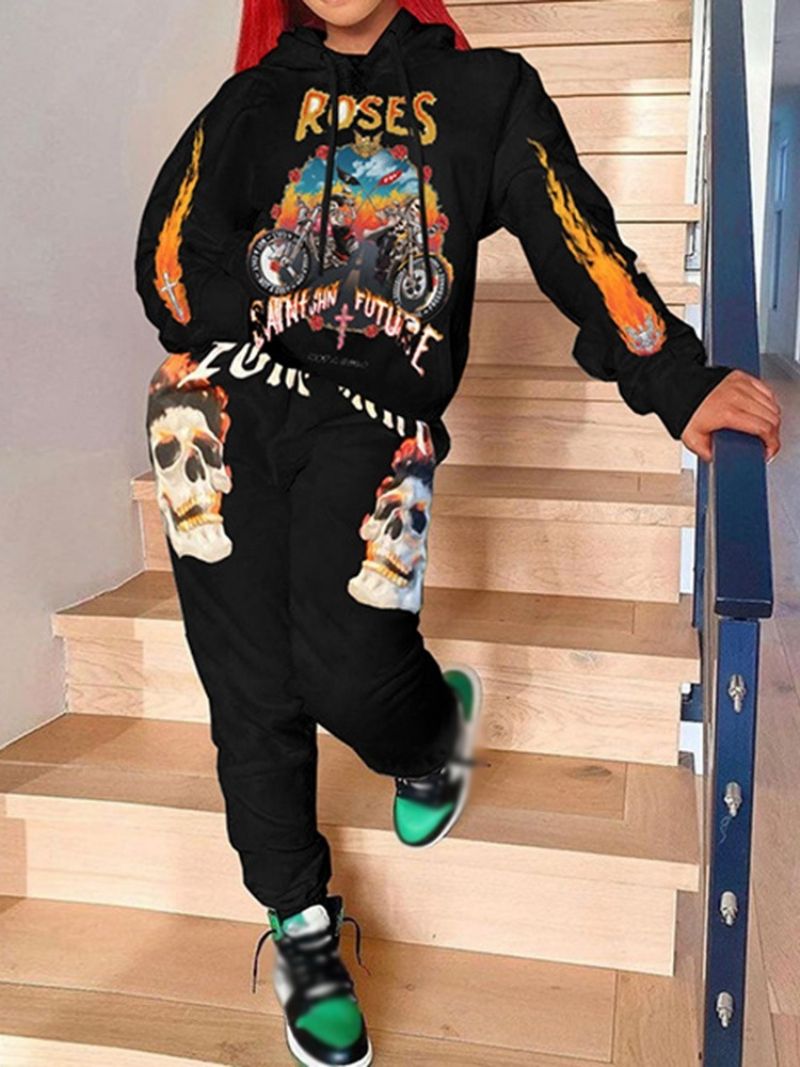 Western Patchwork Skull Hooded Pencil Pants Σετ Δύο Τεμαχίων