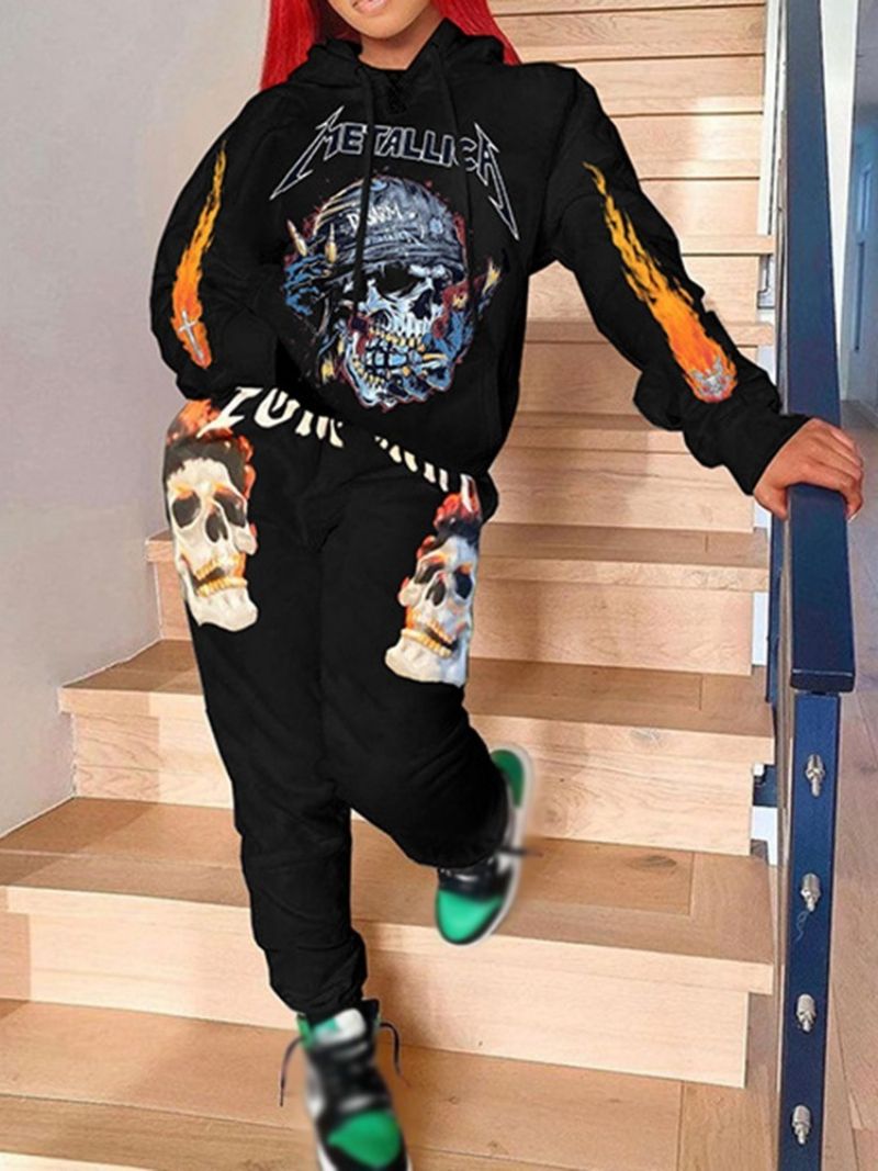 Western Patchwork Skull Hooded Pencil Pants Σετ Δύο Τεμαχίων