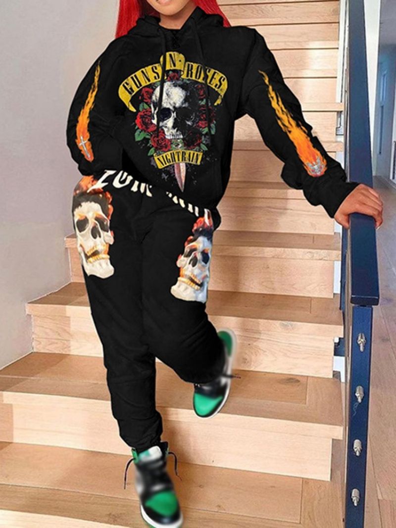 Western Patchwork Skull Hooded Pencil Pants Σετ Δύο Τεμαχίων