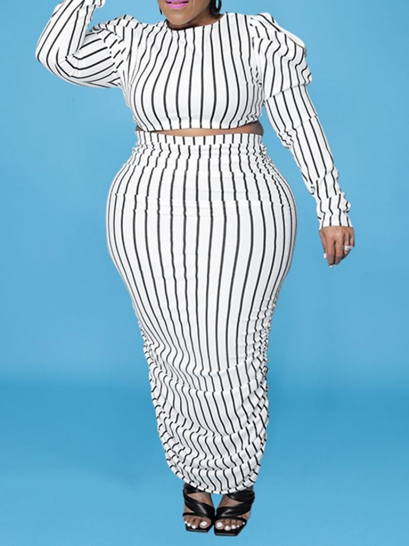 Western Stripe Stripe Pullover Bodycon Σετ Δύο Τεμαχίων