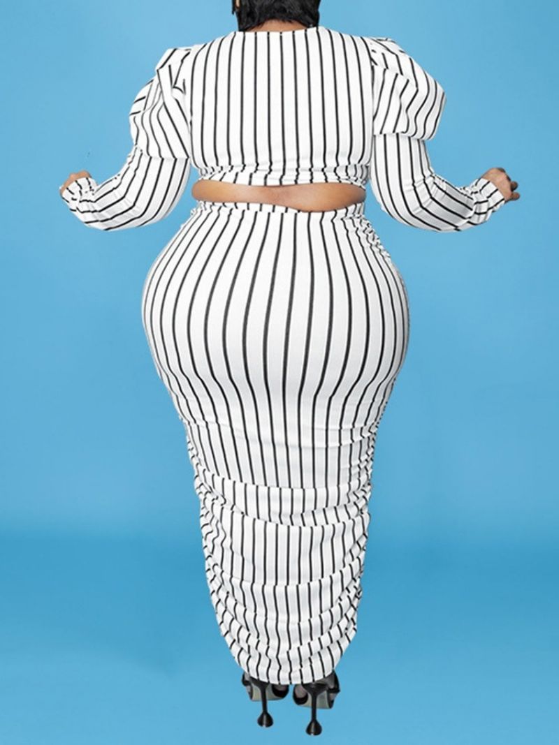 Western Stripe Stripe Pullover Bodycon Σετ Δύο Τεμαχίων