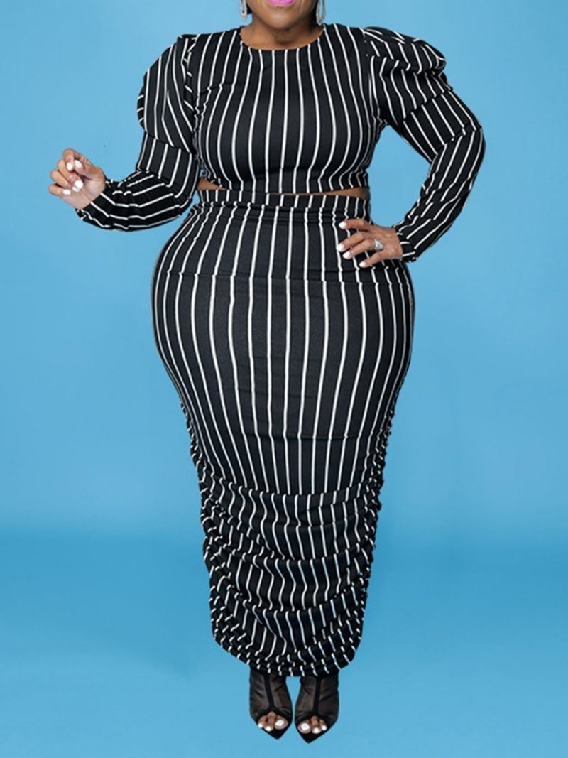 Western Stripe Stripe Pullover Bodycon Σετ Δύο Τεμαχίων