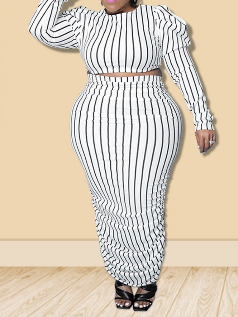 Western Stripe Stripe Pullover Bodycon Σετ Δύο Τεμαχίων