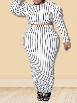 Western Stripe Stripe Pullover Bodycon Σετ Δύο Τεμαχίων