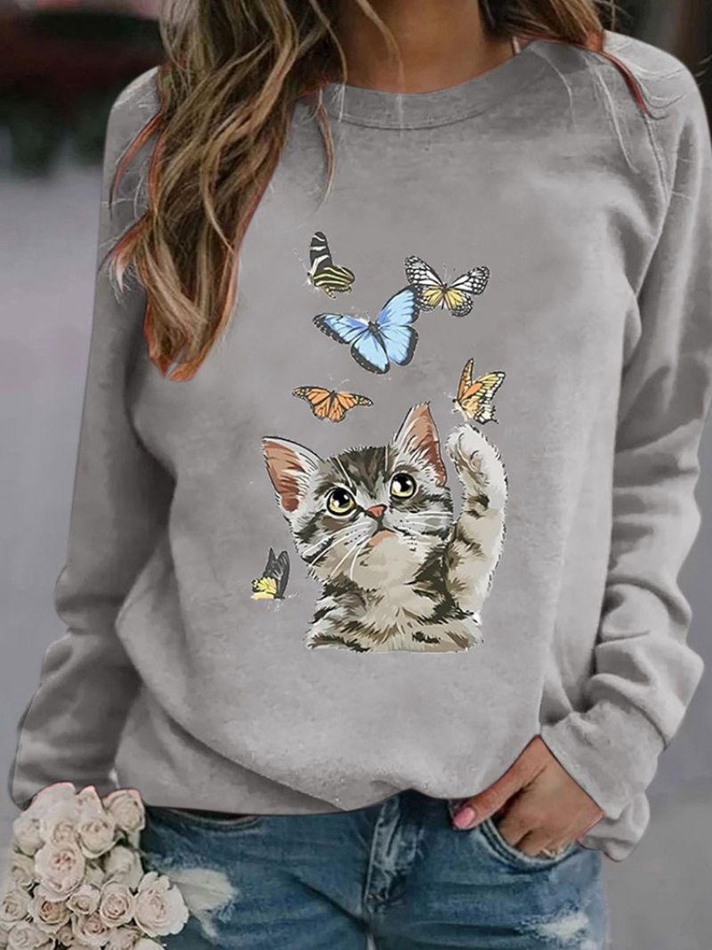 Φθινοπωρινό Κουκούλα Με Μανίκια Raglan Animal Patchwork Με Στρογγυλή Λαιμόκοψη