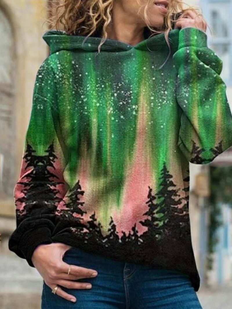 Γυναικεία Κουκούλα Με Φούτερ Galaxy Print Regular Fleece