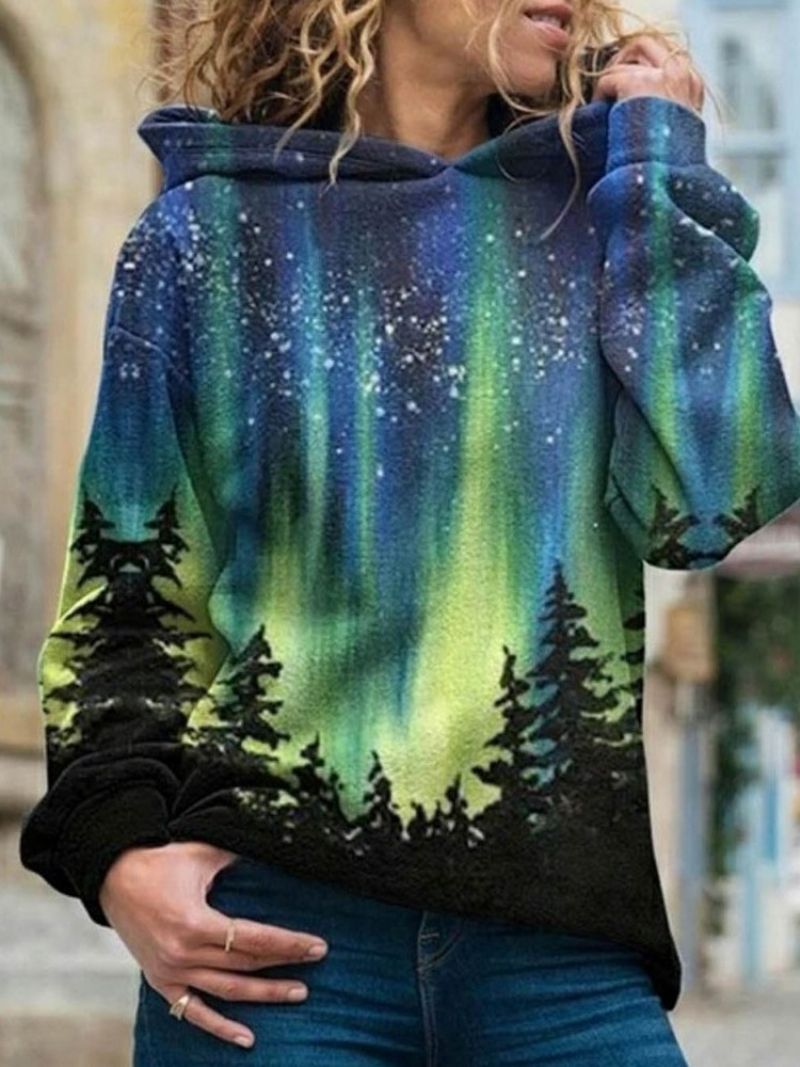 Γυναικεία Κουκούλα Με Φούτερ Galaxy Print Regular Fleece