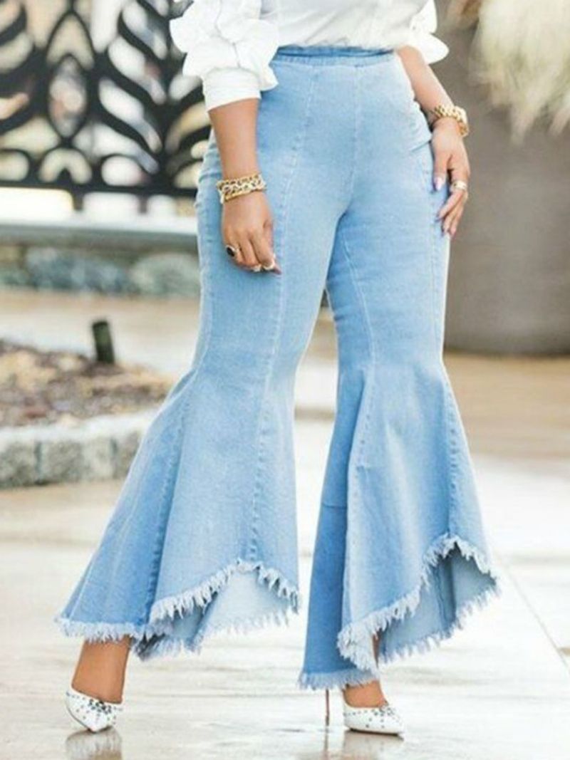 Bellbottoms Asymmetric Plain Slim Jeans