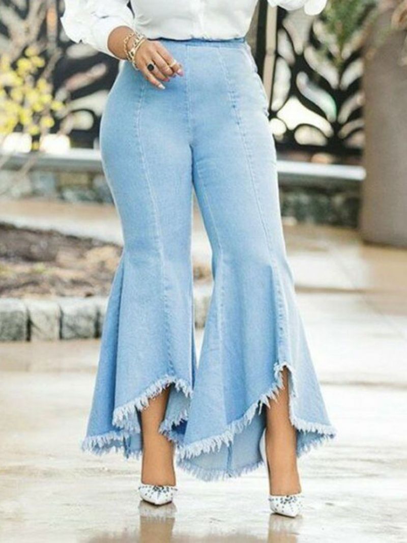 Bellbottoms Asymmetric Plain Slim Jeans