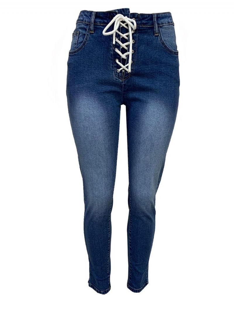 Lace-Up Απλό Pencil Παντελόνι Lace-Up Skinny Jeans