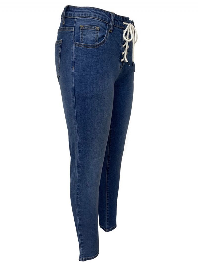 Lace-Up Απλό Pencil Παντελόνι Lace-Up Skinny Jeans