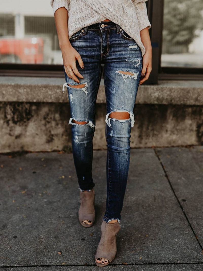 Skinny Denim Ripped Γυναικείο Τζιν