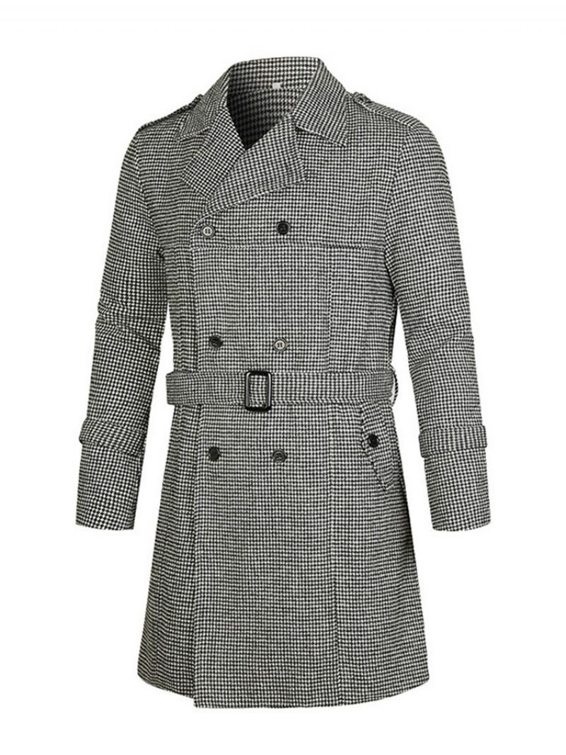 Μεσαίου Μήκους Πέτο Houndstooth European Slim Coat