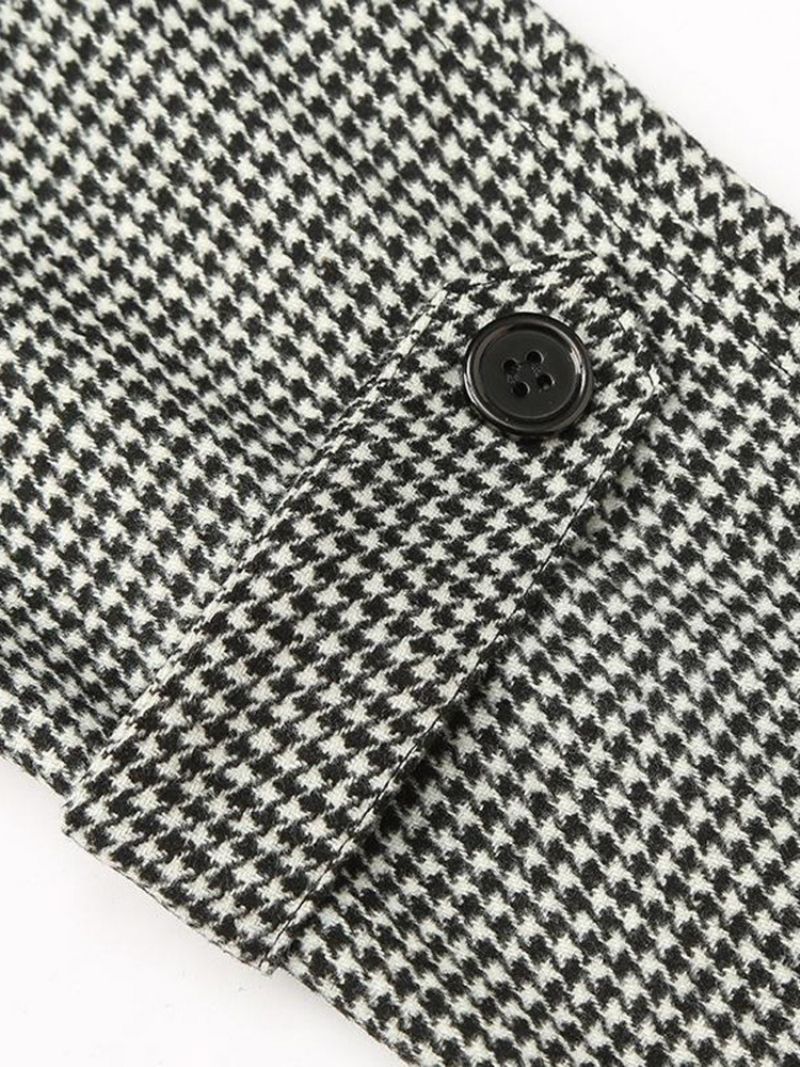 Μεσαίου Μήκους Πέτο Houndstooth European Slim Coat