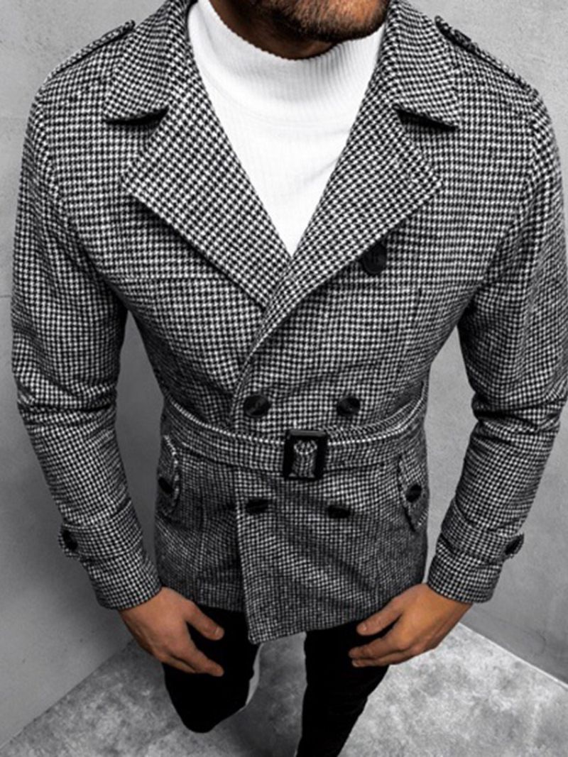 Μεσαίου Μήκους Πέτο Houndstooth European Slim Coat