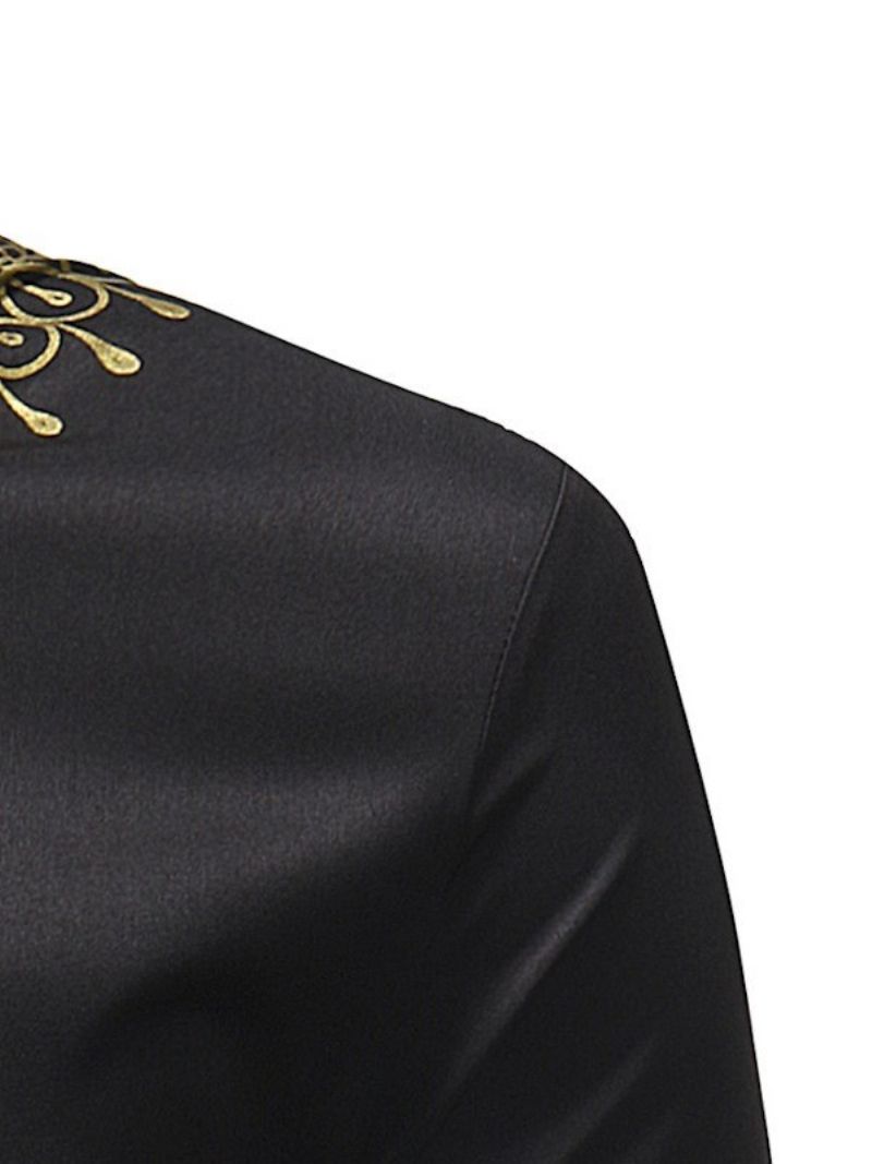 Αφρικανική Μόδα Golden Black Dashiki Ανδρικά Πουκάμισα Με Στάμπα Γιακά