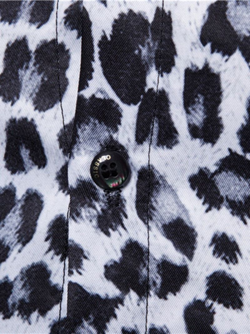 Ανδρικά Casual Πουκάμισα Με Leopard Printed Lapel Slim