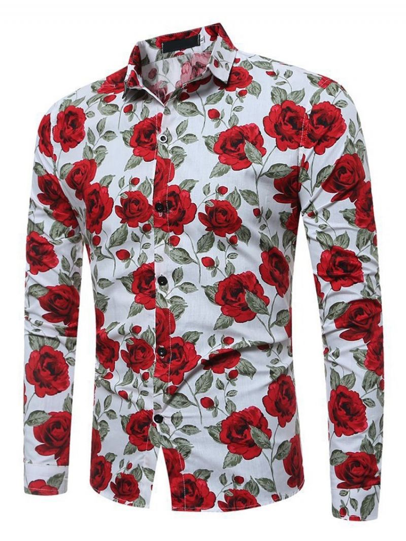 Ανδρικό Πουκάμισο Casual Floral Print Slim Φθινοπωρινό