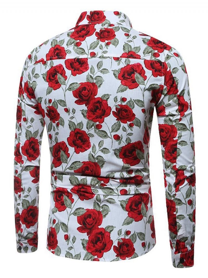 Ανδρικό Πουκάμισο Casual Floral Print Slim Φθινοπωρινό