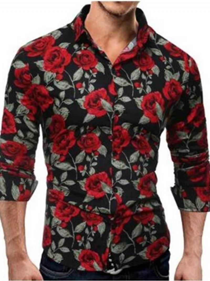 Ανδρικό Πουκάμισο Casual Floral Print Slim Φθινοπωρινό