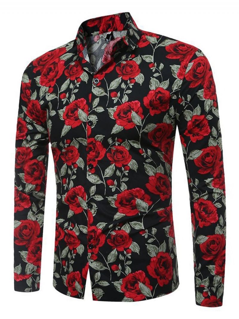 Ανδρικό Πουκάμισο Casual Floral Print Slim Φθινοπωρινό