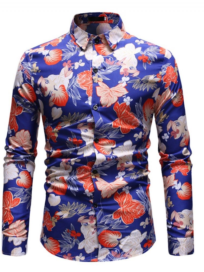 Ανδρικό Πουκάμισο Casual Floral Print Slim Φθινοπωρινό