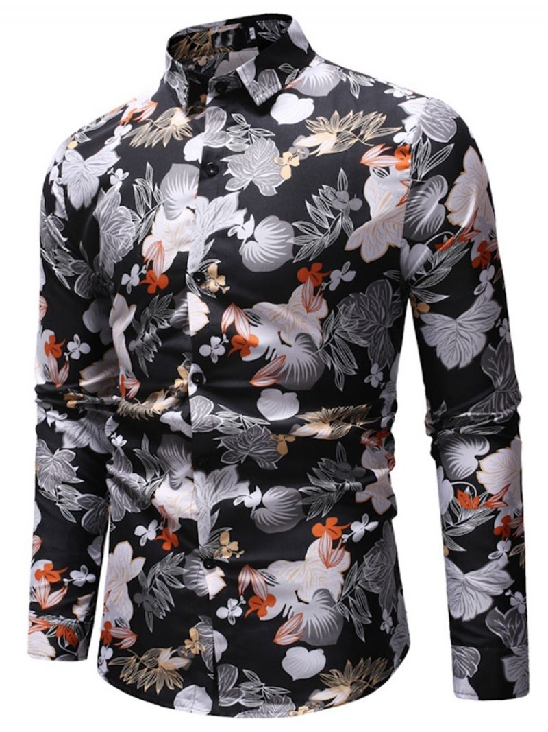 Ανδρικό Πουκάμισο Casual Floral Print Slim Φθινοπωρινό