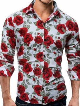 Ανδρικό Πουκάμισο Casual Floral Print Slim Φθινοπωρινό