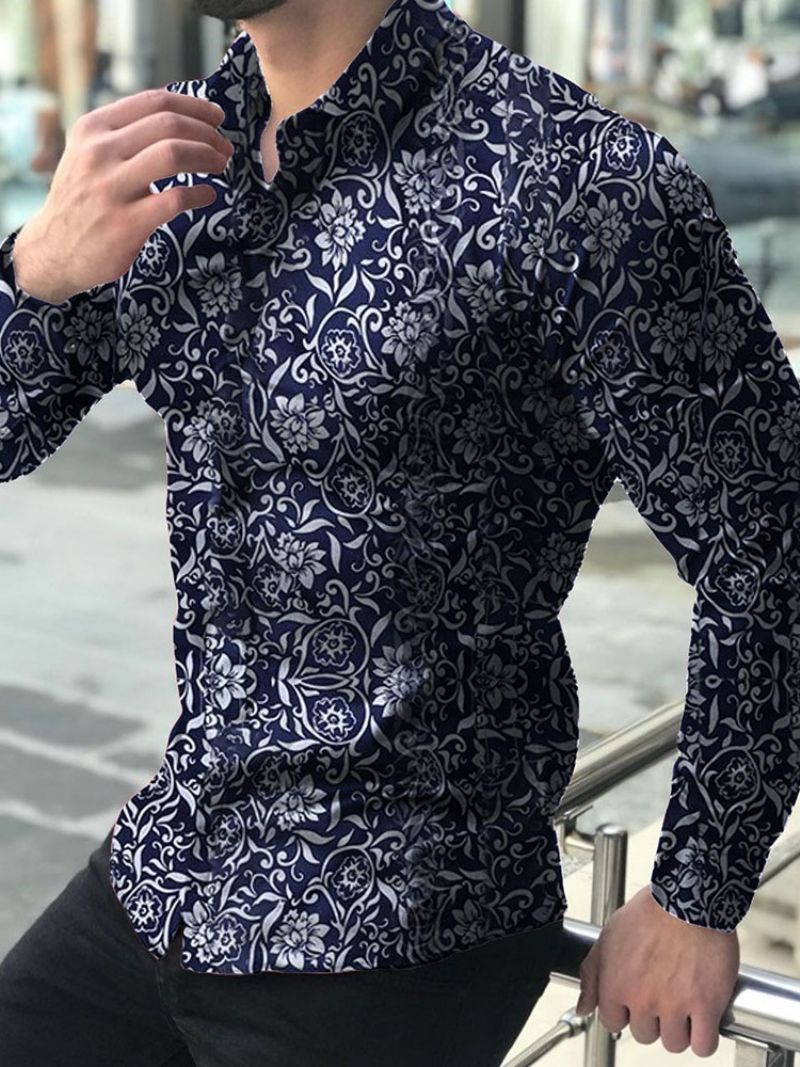 Ανδρικό Πουκάμισο Casual Print Floral Μονόστομο