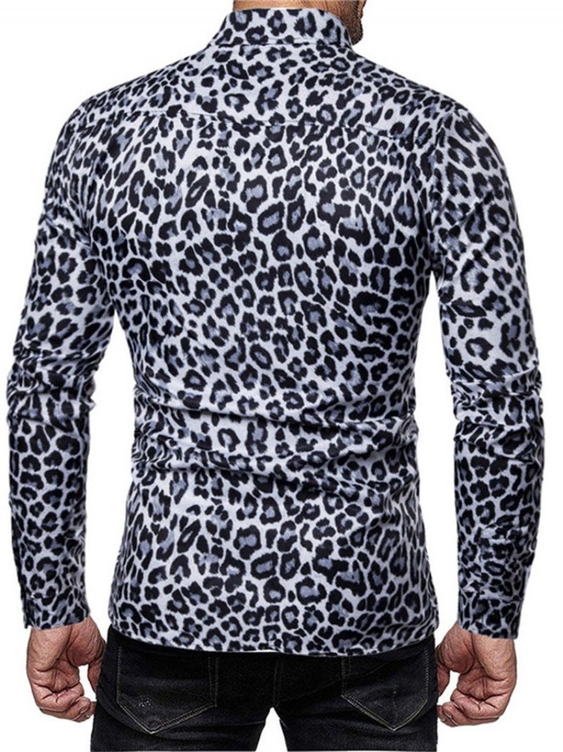 Ανδρικό Πουκάμισο Με Μονόστομο Leopard Με Casual Print