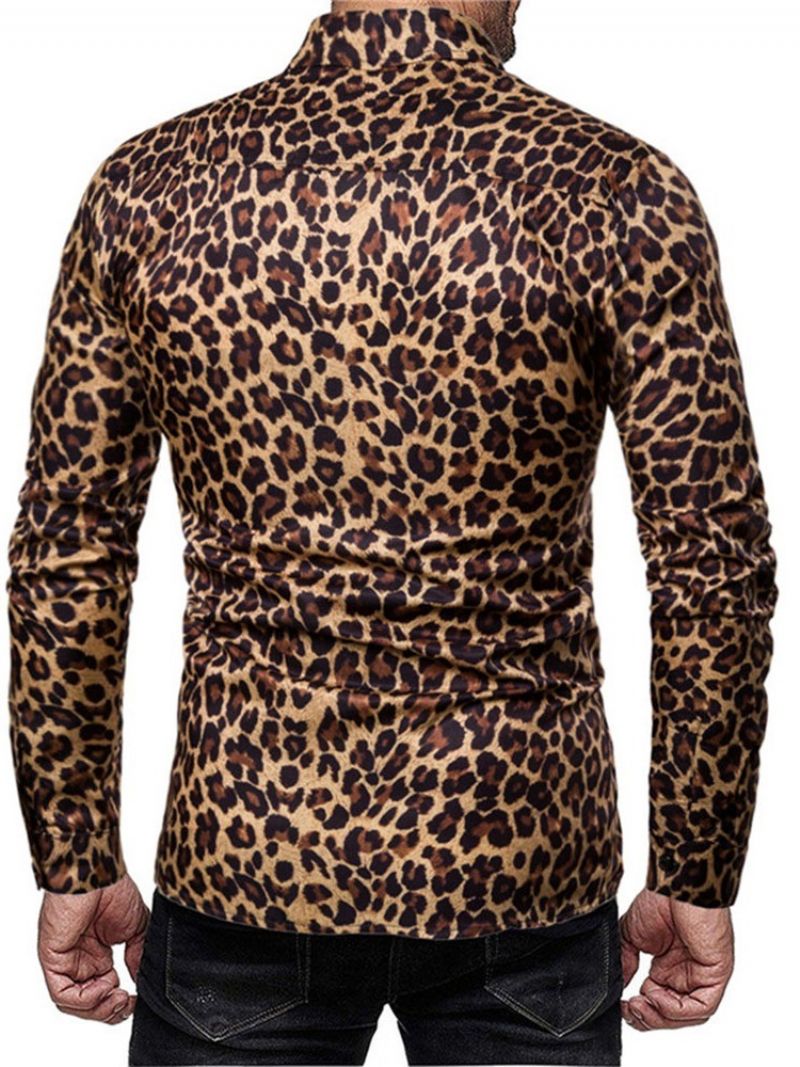 Ανδρικό Πουκάμισο Με Μονόστομο Leopard Με Casual Print