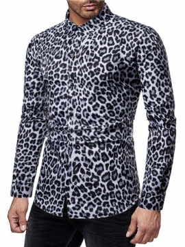 Ανδρικό Πουκάμισο Με Μονόστομο Leopard Με Casual Print